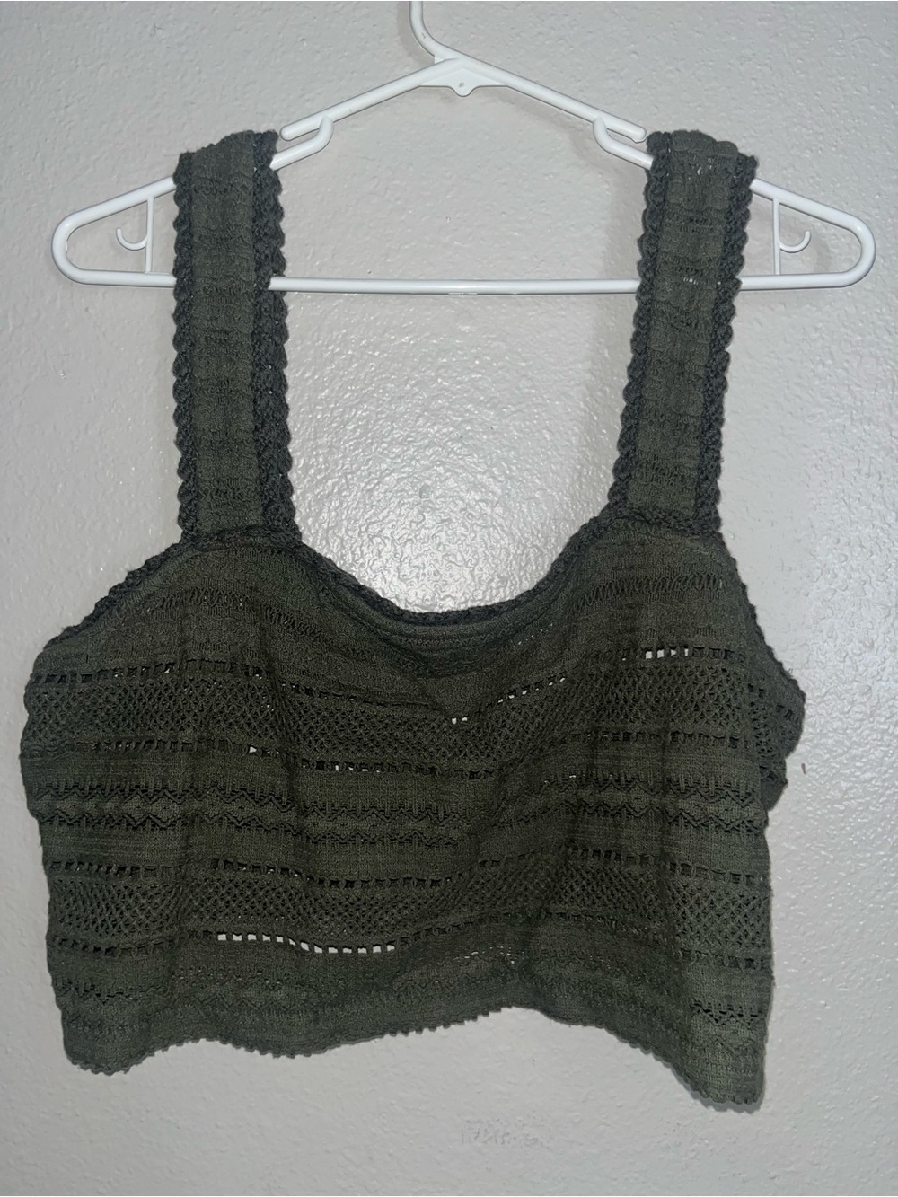 aerie Olive Green Crochet Crop Camisole